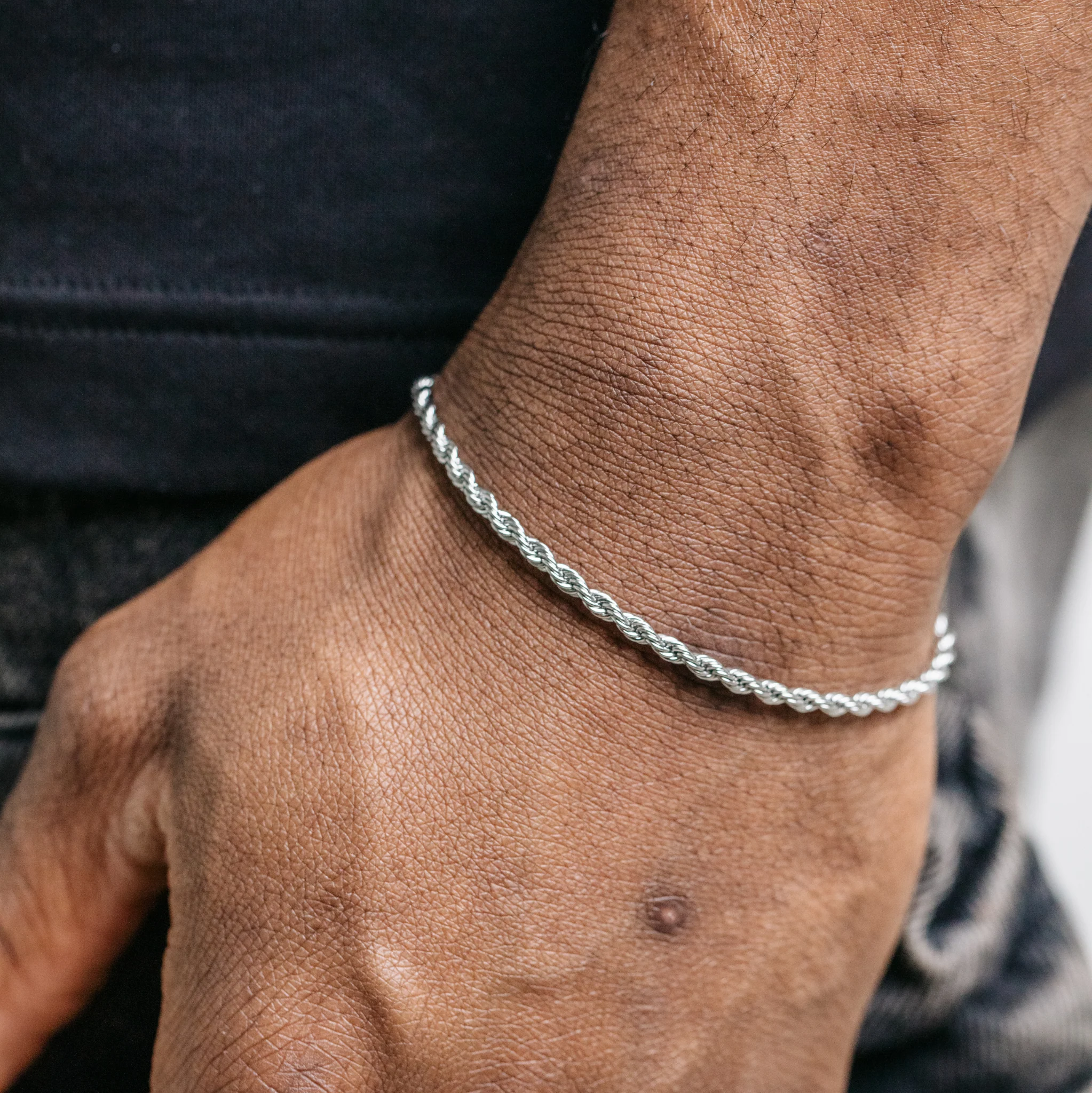 3mm Rope Bracelet - Silver - Image 5