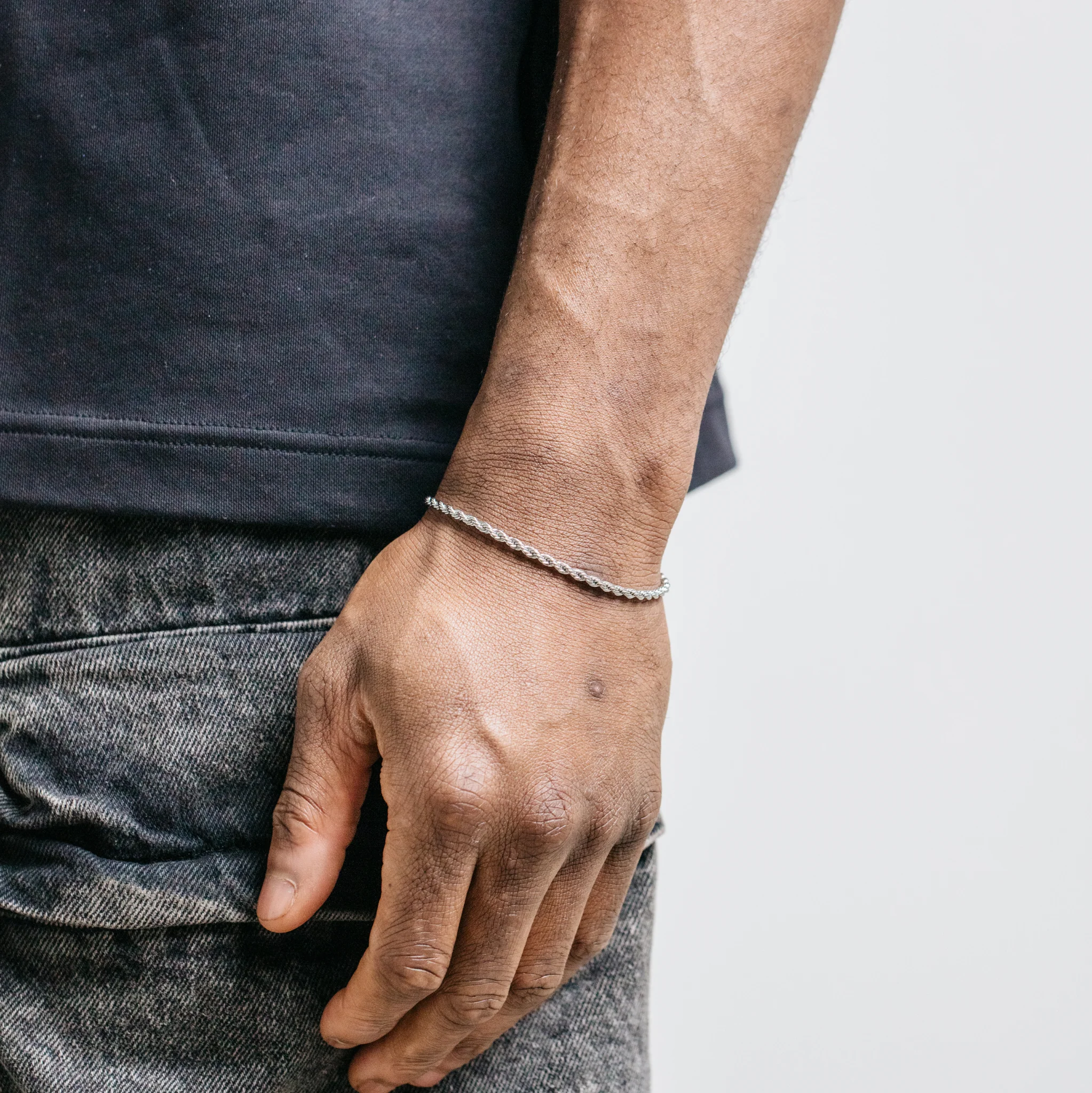 3mm Rope Bracelet - Silver - Image 6
