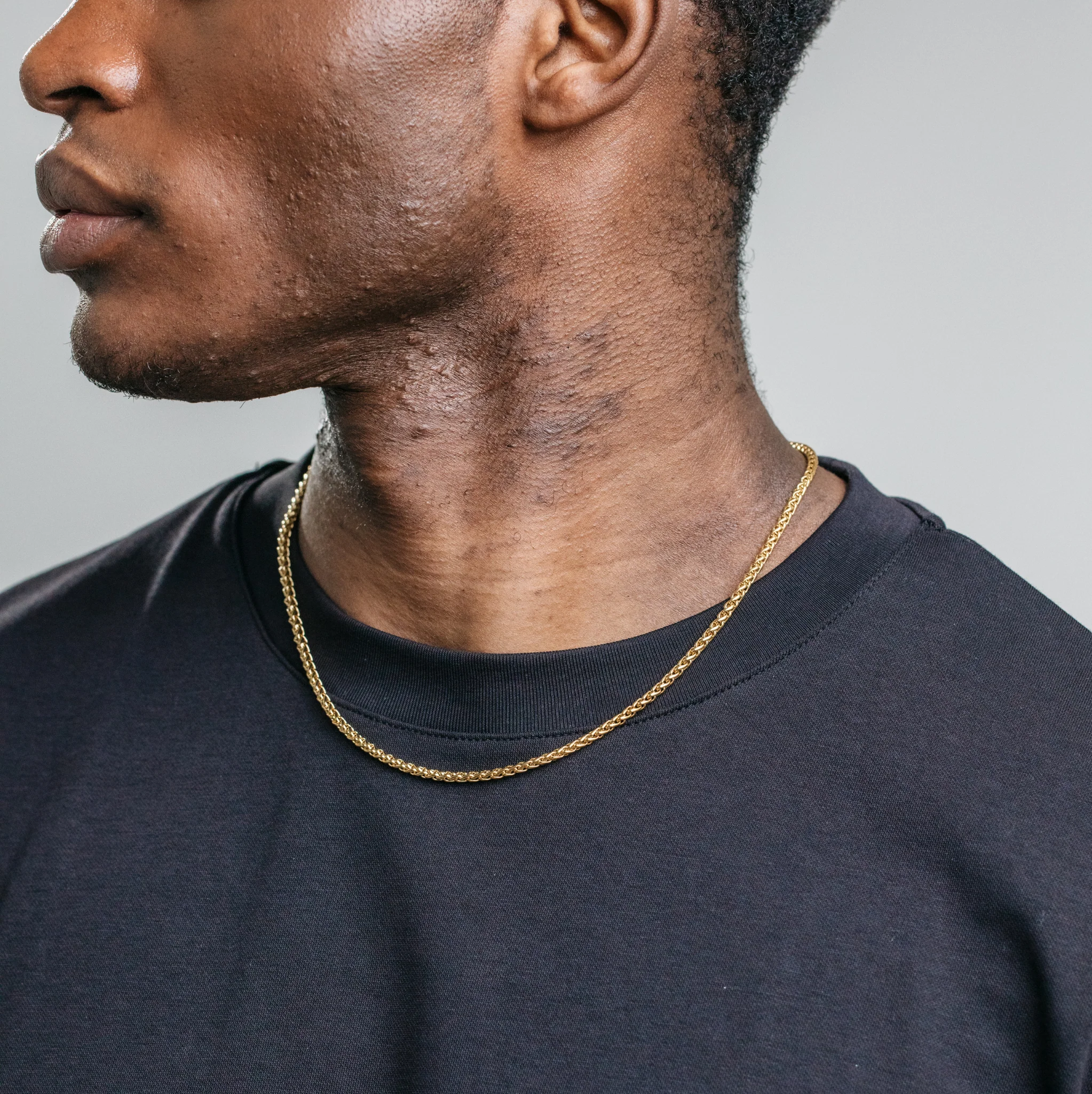 3mm Wheat Chain - Gold - Image 5