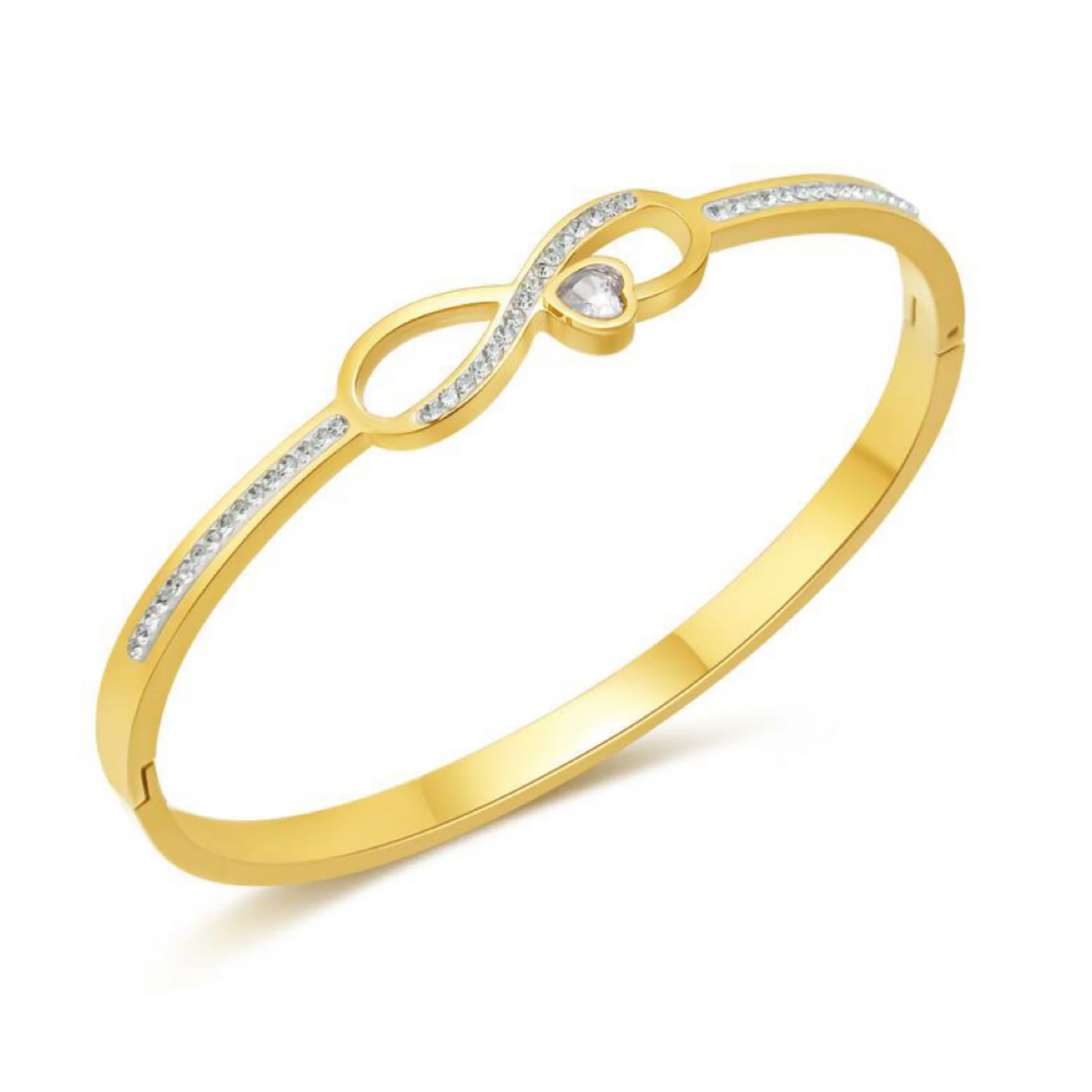 CRYSTAL HEART BRACELET - GOLD - Image 2