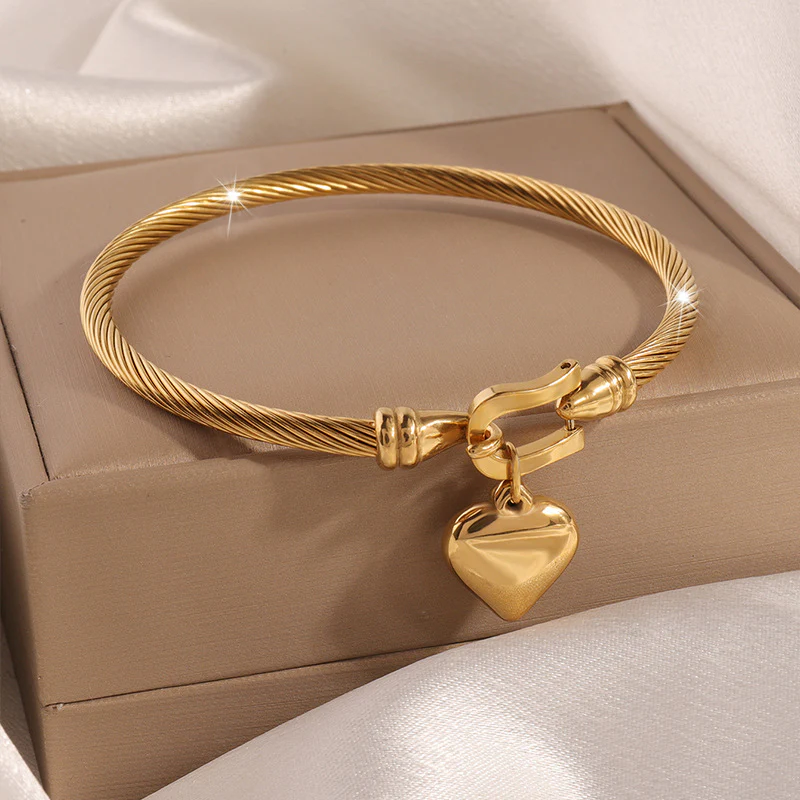 HEART PENDANT BRACELET - GOLD - Image 3