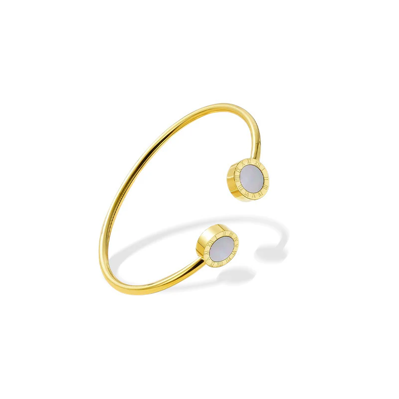 SQUARED ONYX BANGLE BRACELET - GOLD - Image 3